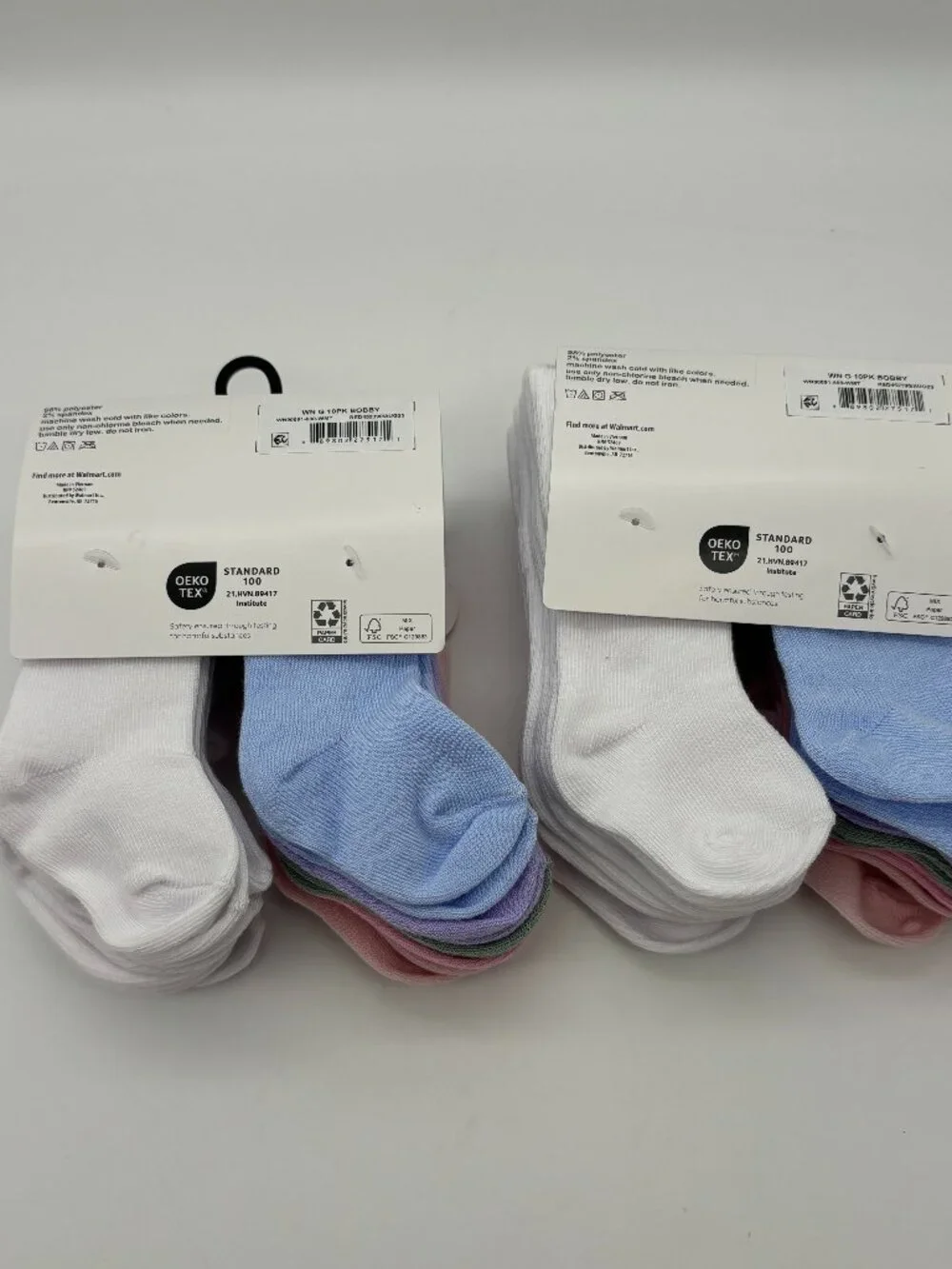 Wonder Nation Infant Girls 10pk Bobby Ribbed Knit Turn Cuff Socks, 0-6M (x2)